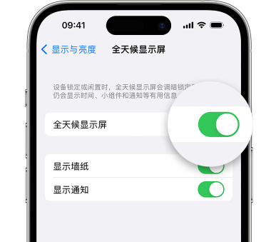 鹿寨苹果15预约维修分享iPhone15如何设置全天候显示屏幕可见 